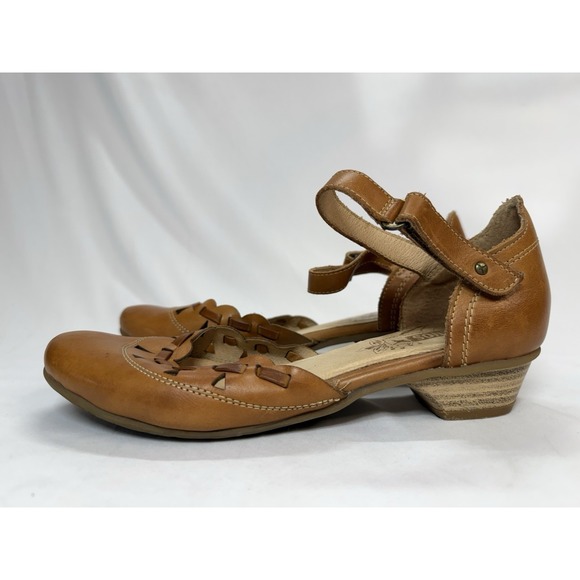 Pikolinos Women's Size 38 Brown Leather Laser Cut Shoes Small Heel Round Toe - Picture 7 of 11